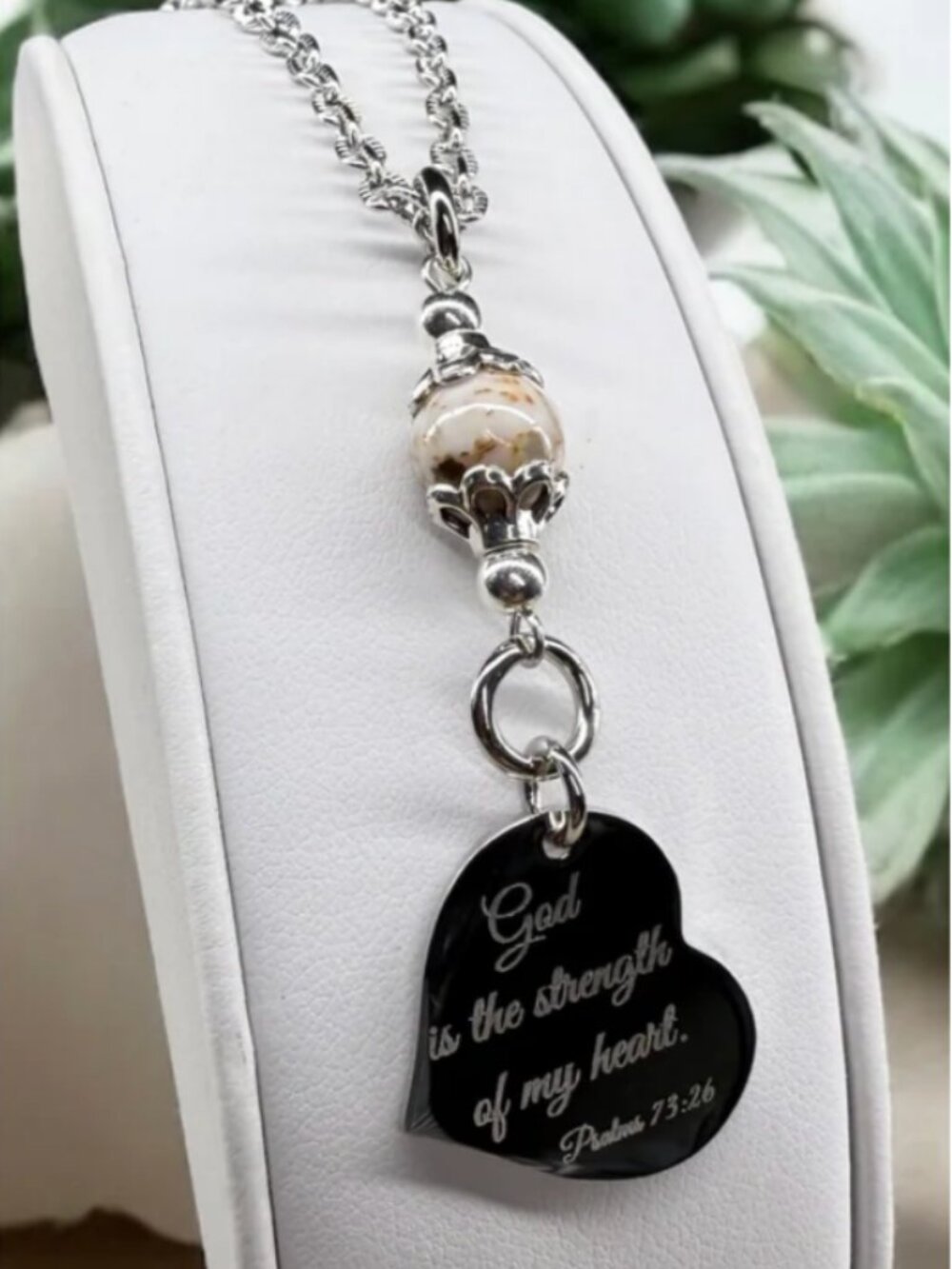 Car Charm Engraved Scripture-Inspired With Natural Stone